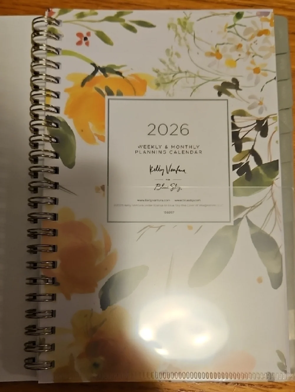 Blue Sky 2026 Floral Planner - Yellow, Cream & Green